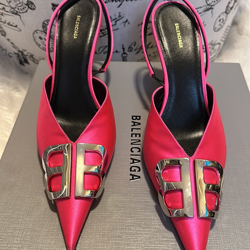 Authentic Balenciaga hot pink sling back 45mm pumps Size 38 - Picture 2 of 7